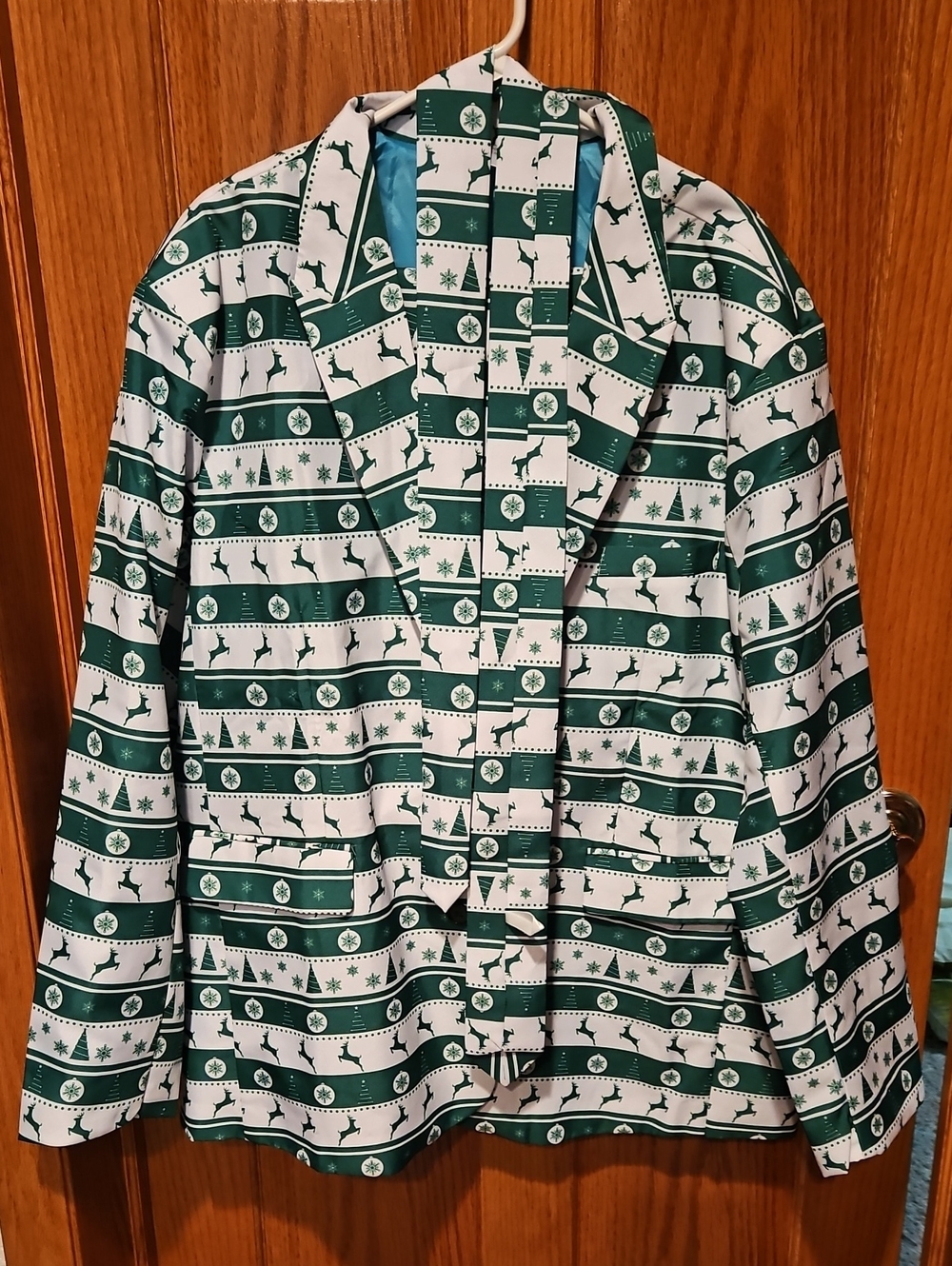 Holiday Green & White Patterned Blazer